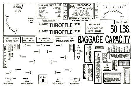 Interior Placard Kit Piper, PA18 Mdy PIK-002
