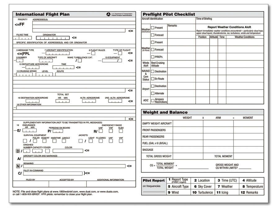 Asa Flight Planner Pad ASA-FP-3