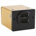 Round Panel Dual USB Unit/Dual port, dual capability (unit can power an electronic through the front of the unit and the back of the unit with a 15 pin connector), USB type A, 2.7 (x2) Amp, 5VDC (12 watts) 250-101RD/75-1