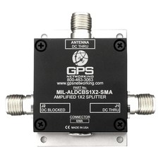 Amplified Antenna Splitter/Ruggedized military grade, 1 input, 2 outputs, Sma connectors MIL-ALDCBS1X2-S