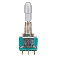 Toggle Switch/Dpdt (double pole double throw), On-Off-On, hole mount, terminal seal, gold flash over silver plating, green.  MTL206P