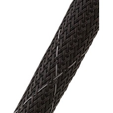 Aero Braided Sleeving/Nominal size 1/4 mini roll, 200', black with white tracer.  3-PFA-PFR-1-BT-0200
