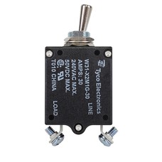 W31X2M1G-30 Circuit Breaker/30 Amp, AC: 240V, DC: 50V, 50 Vdc, panel mount, 1 pole, toggle actuator, silver, screw termination. Height: 35.15 mm Length: 40.64 mm Width: 17.53 mm 3-1393247-8