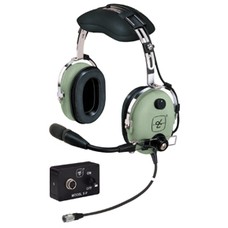 David Clark Headset/Helicopter/Enc/M-7A Amplified Electret Mic/5' Coil Cord/U-174/U Plug/Battery Pwr Module 40600G-04