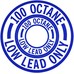 Round Fuel Placard Decal, Fuel 100 Octane Low Lead Blue ID Low
